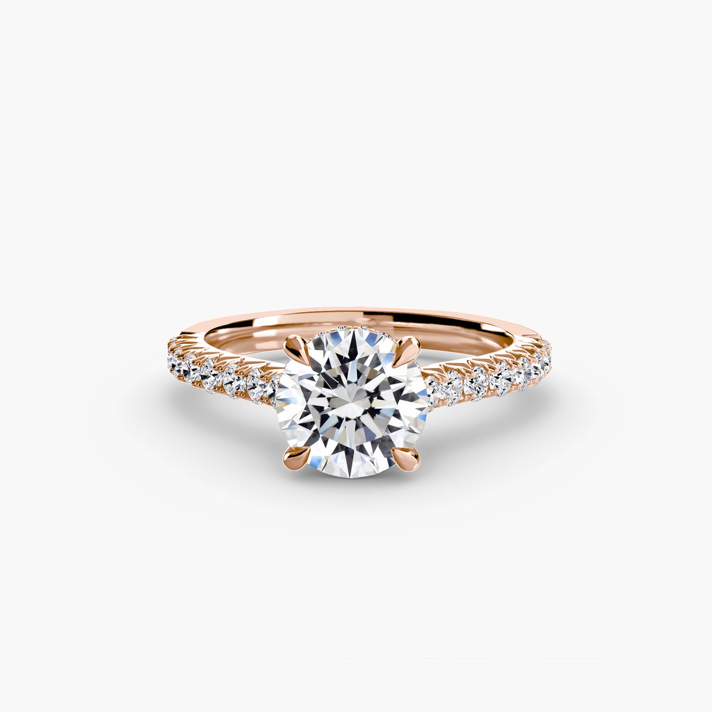 Solitaire Pavé Diamond-Band Engagement Ring 0.50ct–3.00ct with 0.28ct Side Stones for Women | Imperial Time UK Ltd