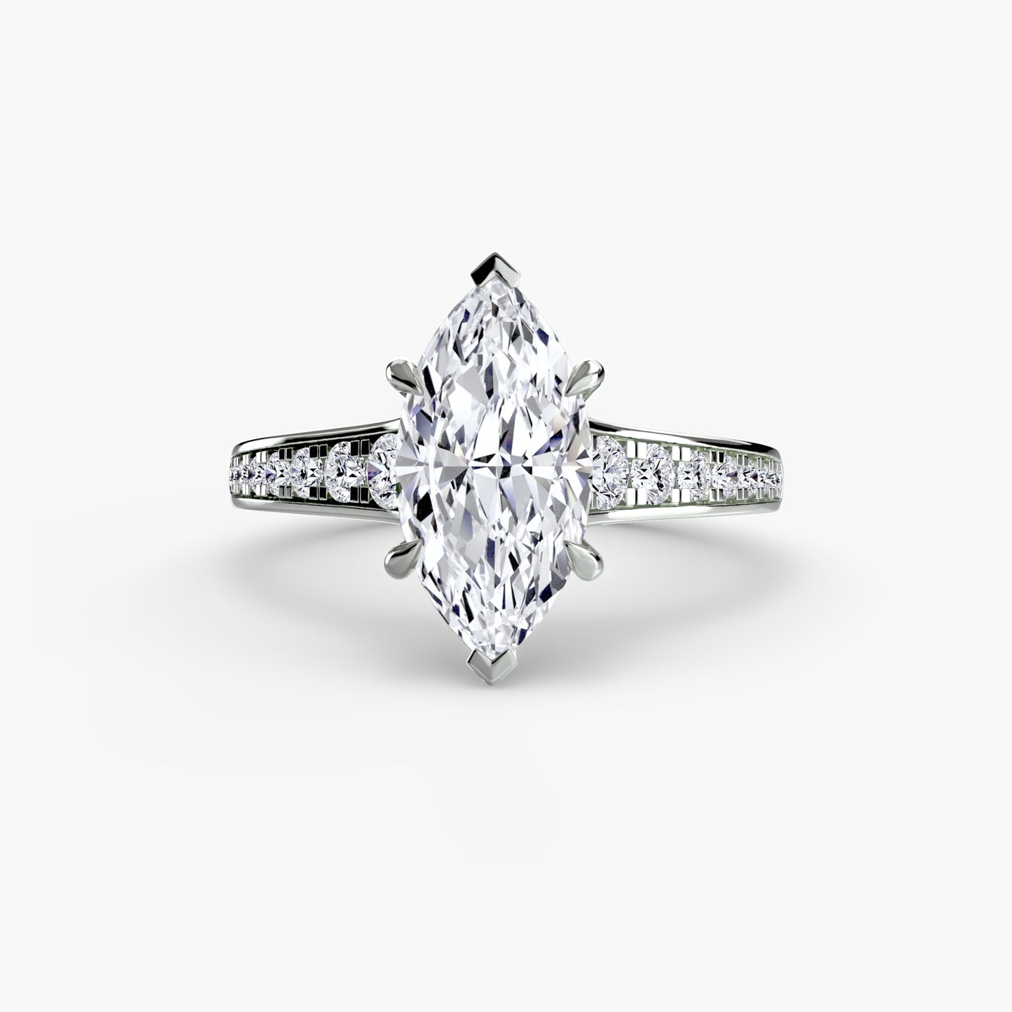 Solitaire Pavé Diamond-Band Engagement Ring 0.50ct–3.00ct with 0.23ct Side Stones for Women | Imperial Time UK Ltd