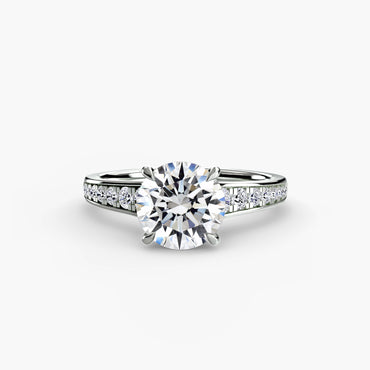 Solitaire Pavé Diamond-Band Engagement Ring 0.50ct–3.00ct with 0.23ct Side Stones for Women | Imperial Time UK Ltd