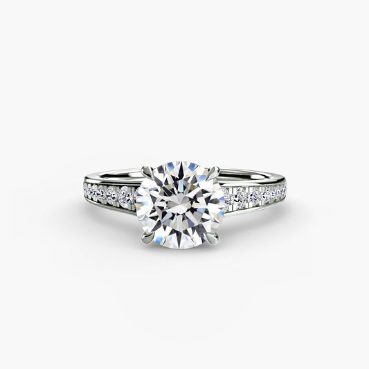 Solitaire Pavé Diamond-Band Engagement Ring 0.50ct–3.00ct with 0.23ct Side Stones for Women | Imperial Time UK Ltd
