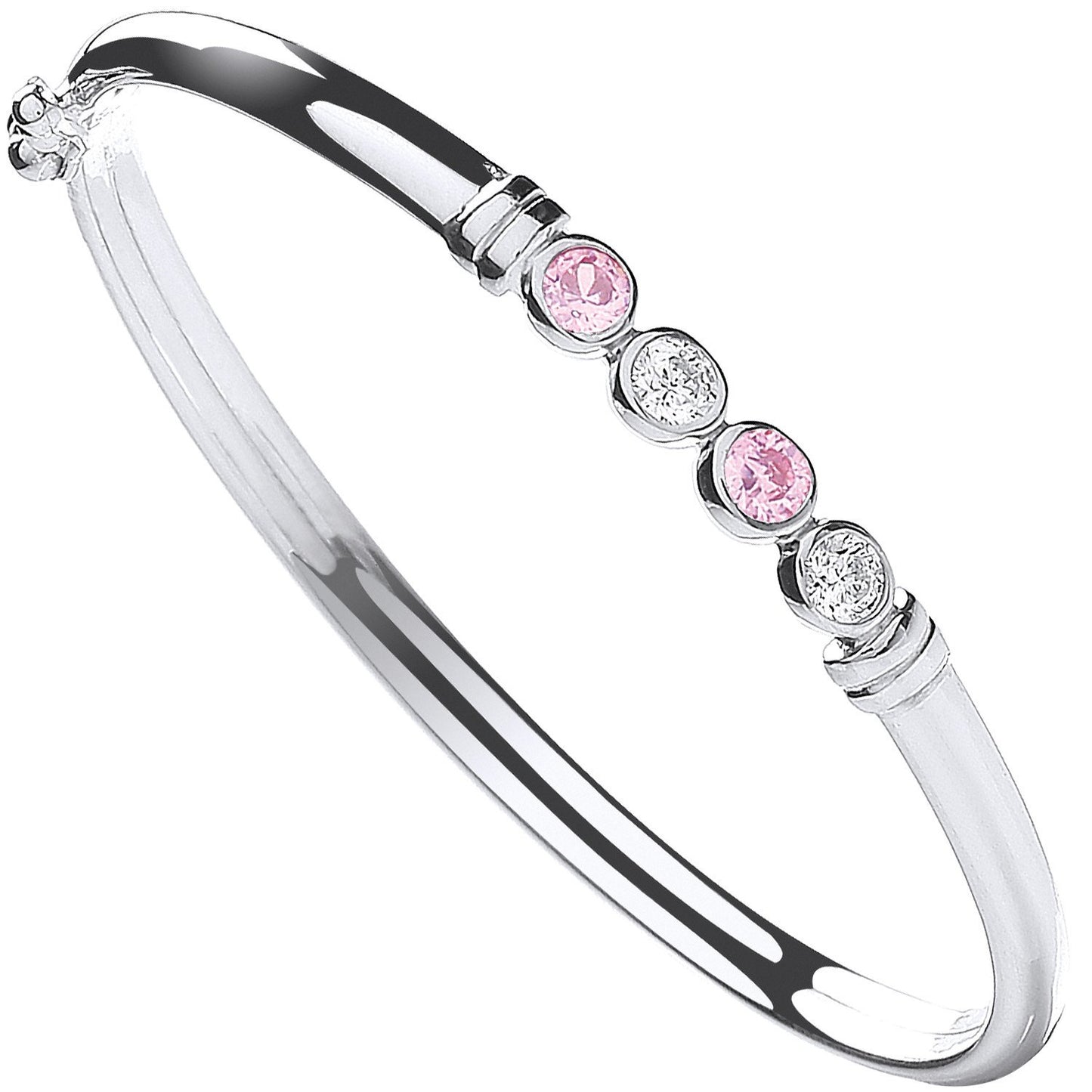 Silver Baby White & Pink Cubic Zirconia Bangle - Luxury Watch - Certified Authentic – Luxury Watch by Imperial Time UK