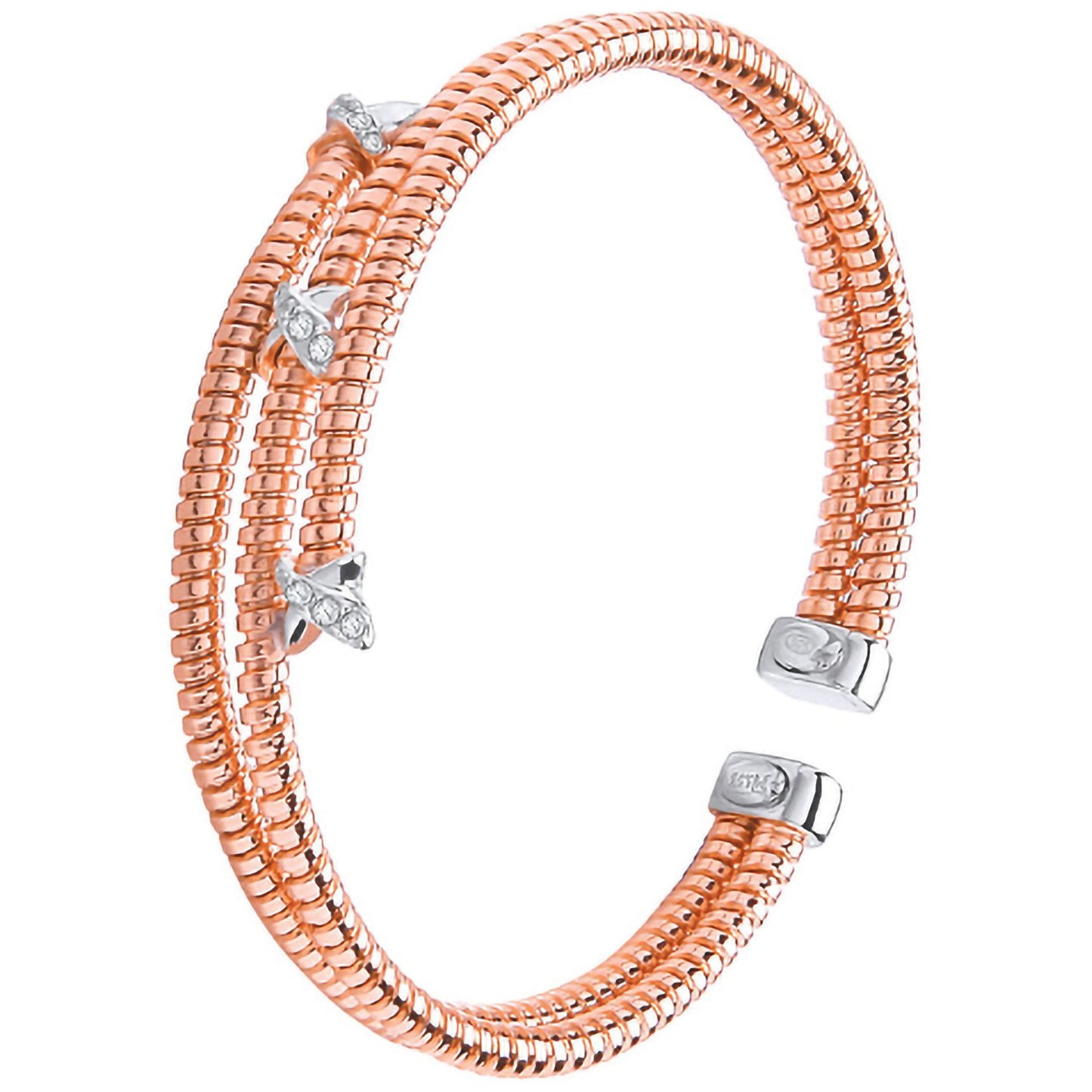 Silver Rose Coated Cubic Zirconia Kiss Ladies Bangle - Luxury Watch - Certified Authentic – Luxury Watch by Imperial T