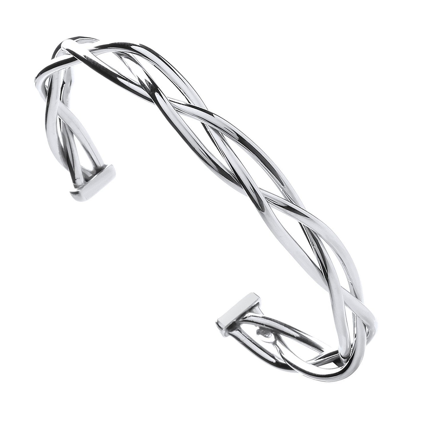 Silver Twisted Hollow Tube Open Bangle - Luxury Watch - Certified Authentic - Swiss Made – Luxury Watch by Imperial Ti