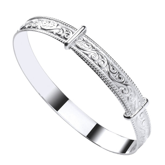 Silver Swirl Ribbed Edge Expandable Baby Bangle - Luxury Watch - Certified Authentic – Luxury Watch by Imperial Time U