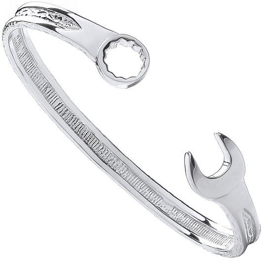 Silver Solid Vintage Design Spanner Gents 7mm Bangle - Luxury Watch - Certified Authentic – Luxury Watch by Imperial T