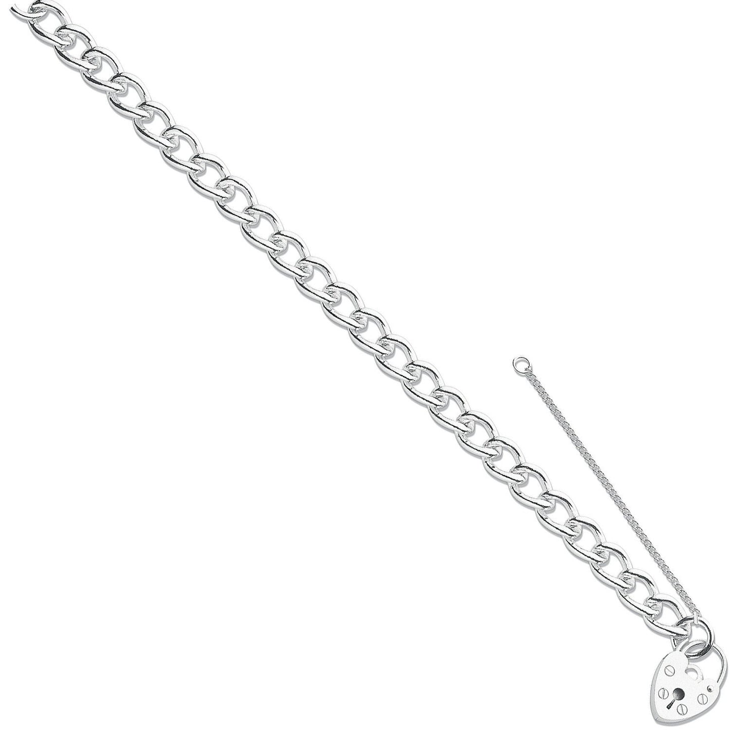 Silver Open Curb & Padlock Charm Bracelet - Fine Bracelet - Certified Authentic - Swiss Made – Luxury Jewellery by Imp