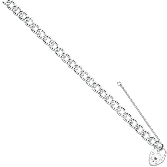 Silver Open Curb & Padlock Charm Bracelet - Fine Bracelet - Certified Authentic - Swiss Made – Luxury Jewellery by Imp