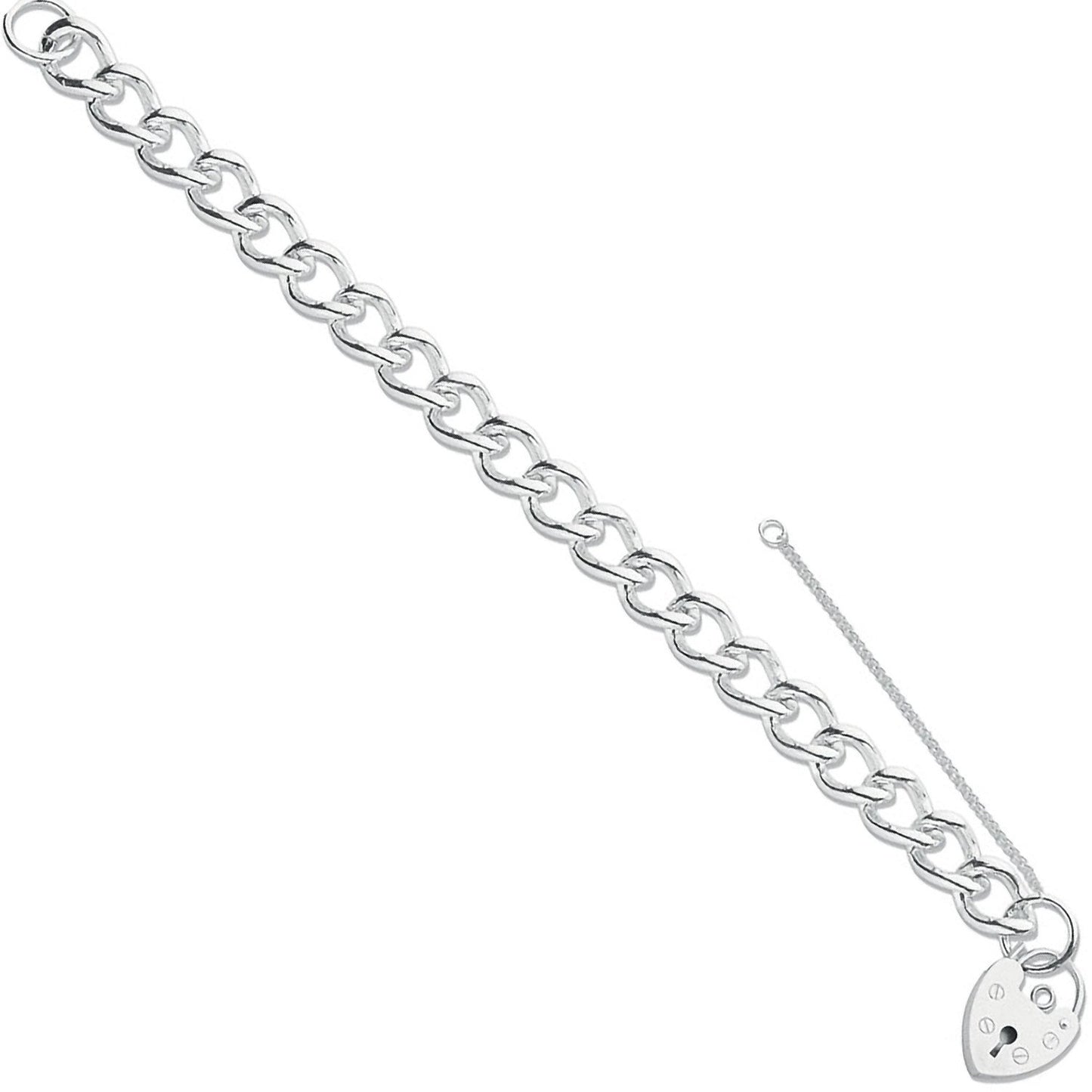 Silver Open Curb & Padlock Charm Bracelet - Fine Bracelet - Certified Authentic - Swiss Made – Luxury Jewellery by Imp