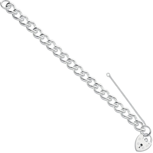 Silver Open Curb & Padlock Charm Bracelet - Fine Bracelet - Certified Authentic - Swiss Made – Luxury Jewellery by Imp