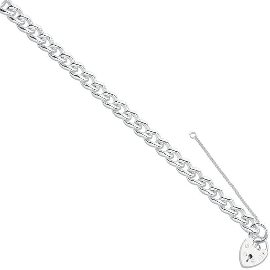 Silver Open Curb & Padlock Charm Bracelet - Fine Bracelet - Certified Authentic - Swiss Made – Luxury Jewellery by Imp