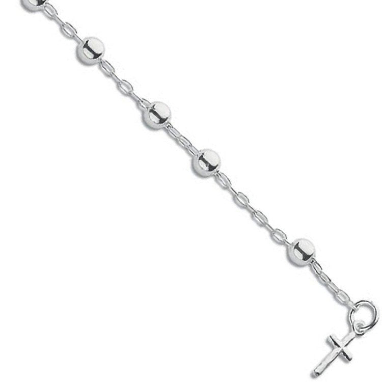 Silver Fancy Cross Drop Bead Bracelet - Fine Bracelet - Certified Authentic - Swiss Made – Luxury Jewellery by Imperia