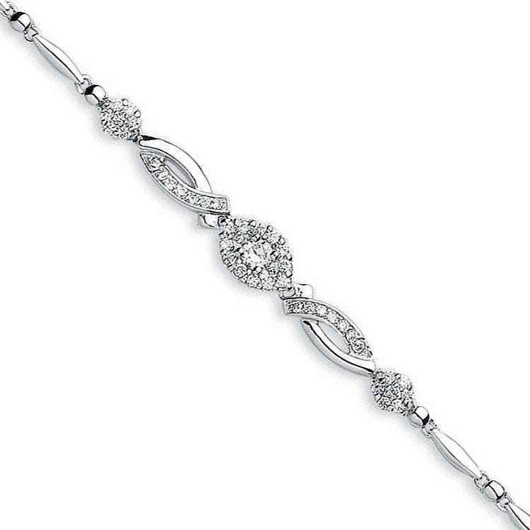 Silver Fancy Cubic Zirconia Bracelet - Fine Bracelet - Certified Authentic - Swiss Made – Luxury Jewellery by Imperial