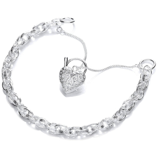 Silver Heart Padlock Bracelet - Fine Bracelet - Certified Authentic - Swiss Made - UK Stock – Luxury Jewellery by Impe