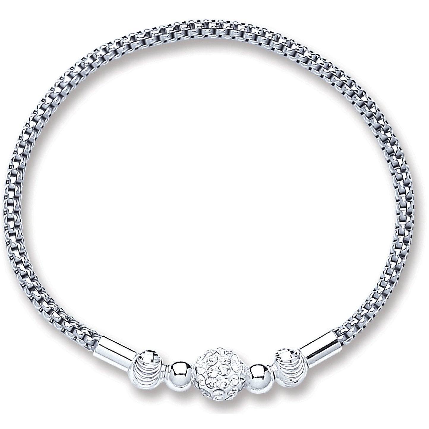 Silver Mesh with Crystal Ball Bracelet - Fine Bracelet - Certified Authentic - Swiss Made – Luxury Jewellery by Imperi