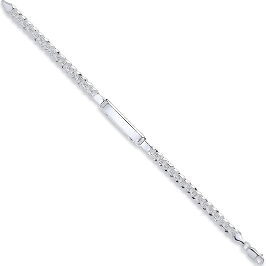 Silver Curb Pave I.d Bracelet - Fine Bracelet - Certified Authentic - Swiss Made - UK Stock – Luxury Jewellery by Impe