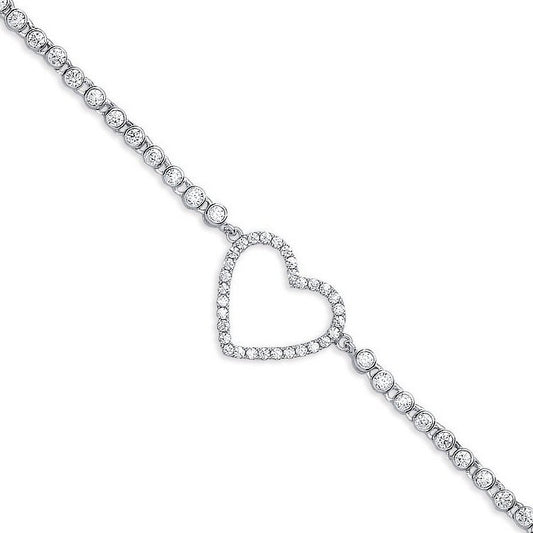Silver Heart Cubic Zirconia Ladies Bracelet - Fine Bracelet - Certified Authentic - Swiss Mad – Luxury Jewellery by Im