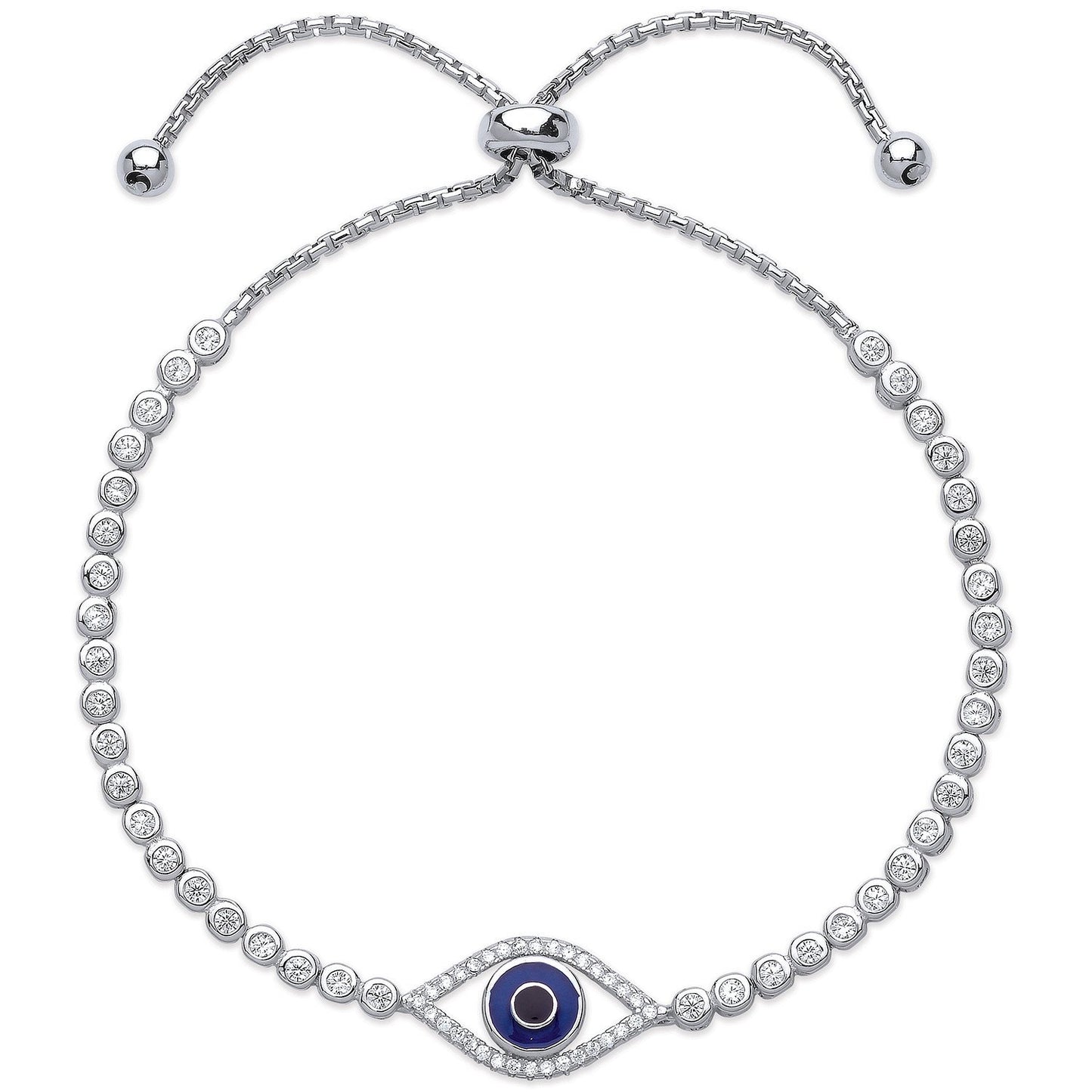 Silver Evil Eye Cubic Zirconia Friendship Bracelet - Fine Bracelet - Certified Authentic – Luxury Jewellery by Imperia
