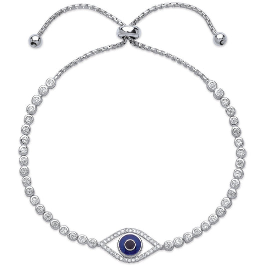 Silver Evil Eye Cubic Zirconia Friendship Bracelet - Fine Bracelet - Certified Authentic – Luxury Jewellery by Imperia
