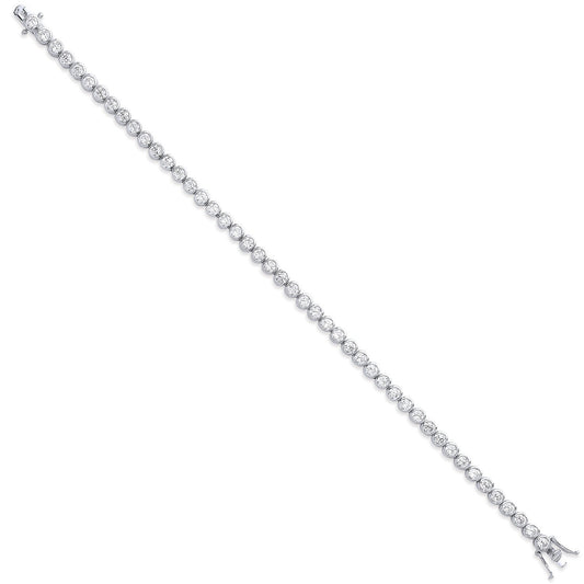 Silver 4.7mm Rubover 3.7mm Cubic Zirconia Tennis Bracelet - Fine Bracelet - Certified Authent – Luxury Jewellery by Im