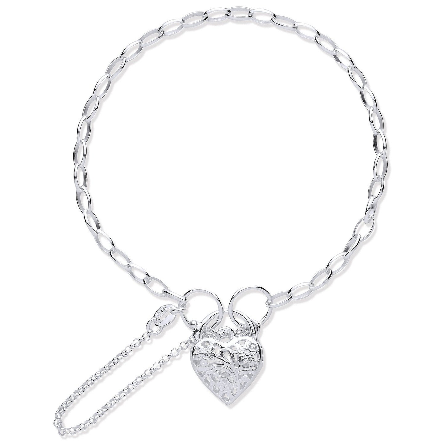 Silver Padlock Charm Open Link Bracelet - Fine Bracelet - Certified Authentic - Swiss Made – Luxury Jewellery by Imper