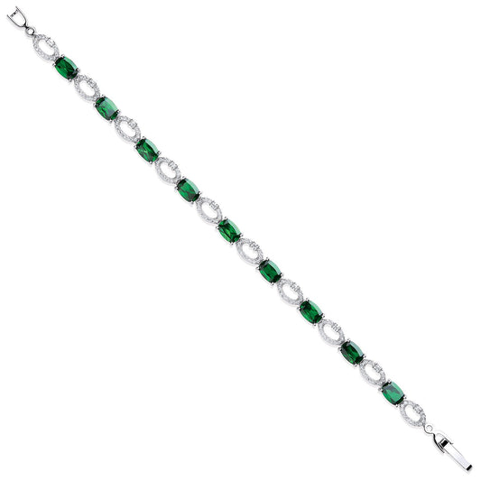 Silver Oval Cut Green & Clear Cubic Zirconias Tennis Bracelet - Fine Bracelet - Certified Aut – Luxury Jewellery by Im