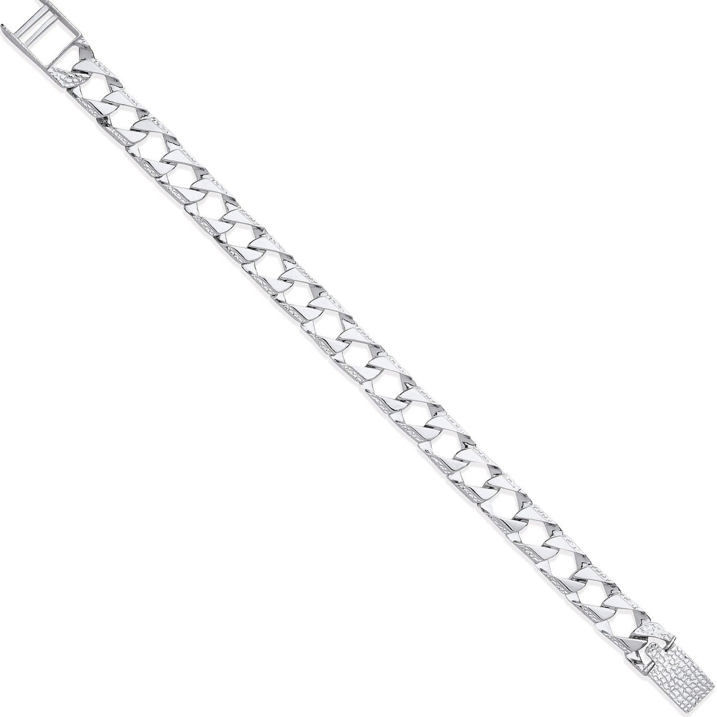 Silver 8mm Square Curb Ribbed Edge Link Gents Bracelet - Fine Bracelet - Certified Authentic – Luxury Jewellery by Imp