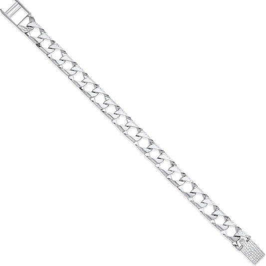 Silver 8mm Square Curb Ribbed Edge Link Gents Bracelet - Fine Bracelet - Certified Authentic – Luxury Jewellery by Imp