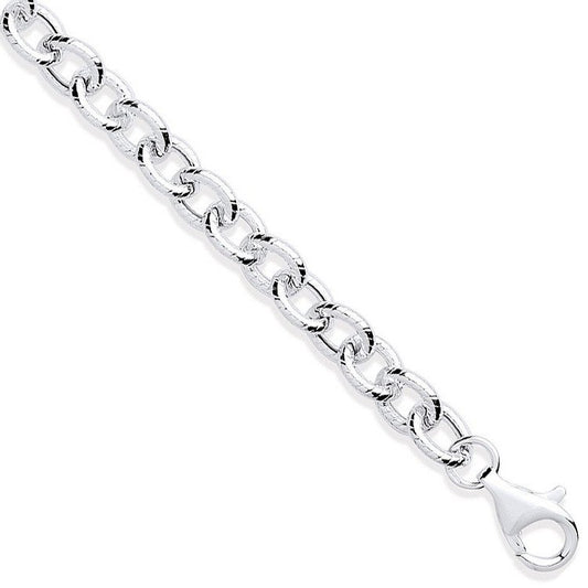 Silver Rolo Ribbed Edge Link Ladies Bracelet - Fine Bracelet - Certified Authentic - Swiss Ma – Luxury Jewellery by Im