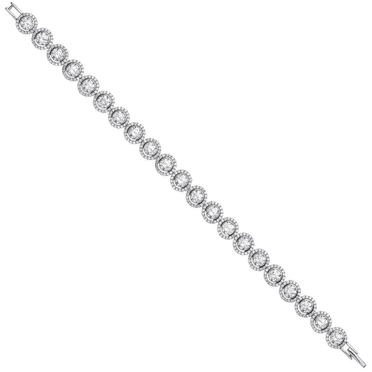 Silver 8mm Rubover Round Cubic Zirconia Halo Style Tennis Bracelet - Fine Bracelet - Certifie – Luxury Jewellery by Im