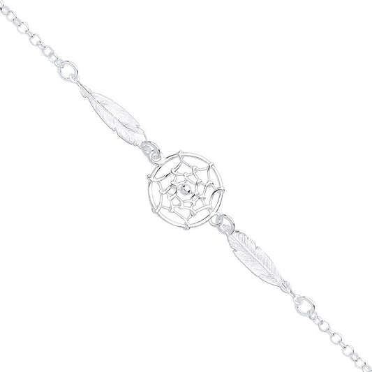 Silver Dream Catcher, Feather Spider Web Drop Bracelet - Fine Bracelet - Certified Authentic – Luxury Jewellery by Imp