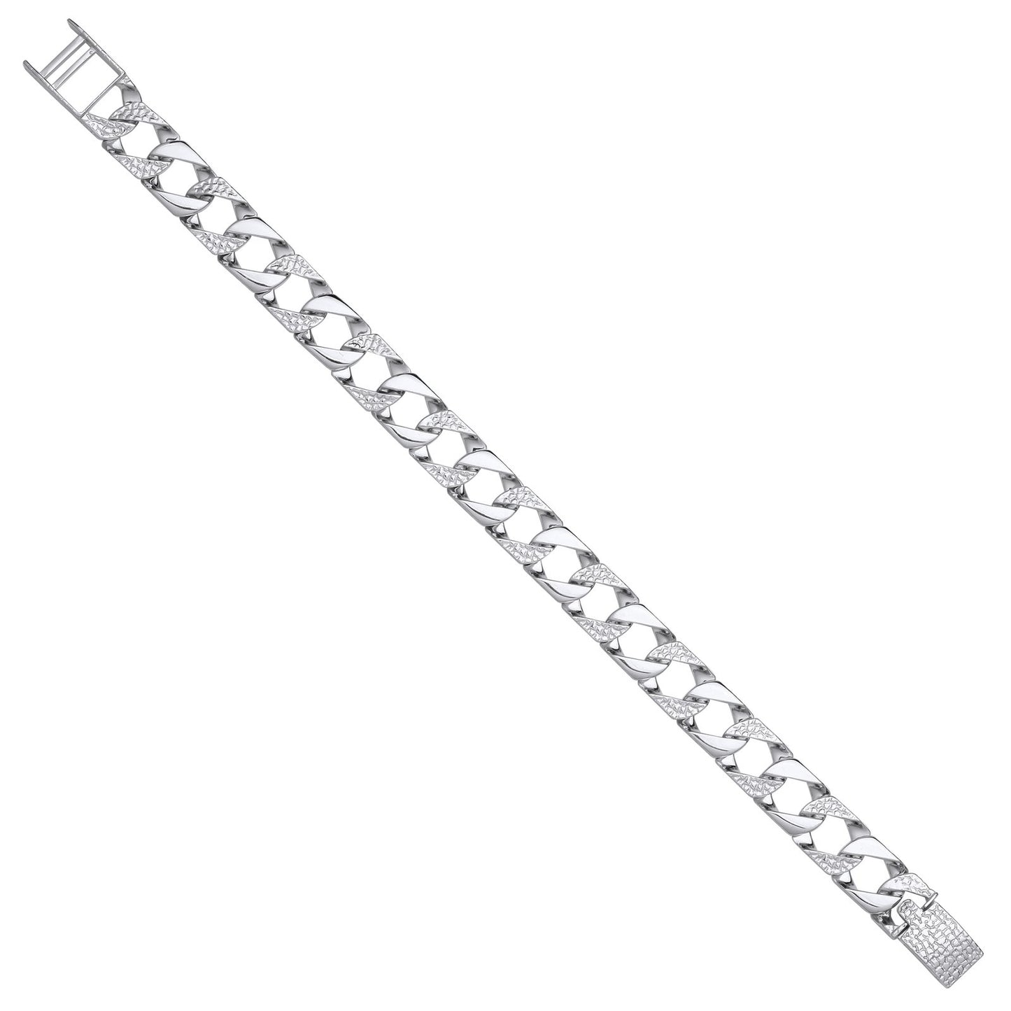 Silver 11mm Plain & Patterned Cast Link Bracelet - Fine Bracelet - Certified Authentic – Luxury Jewellery by Imperial