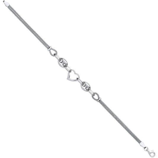 Silver Heart & Coffee Bean Popcorn Bracelet - Fine Bracelet - Certified Authentic - Swiss Mad – Luxury Jewellery by Im