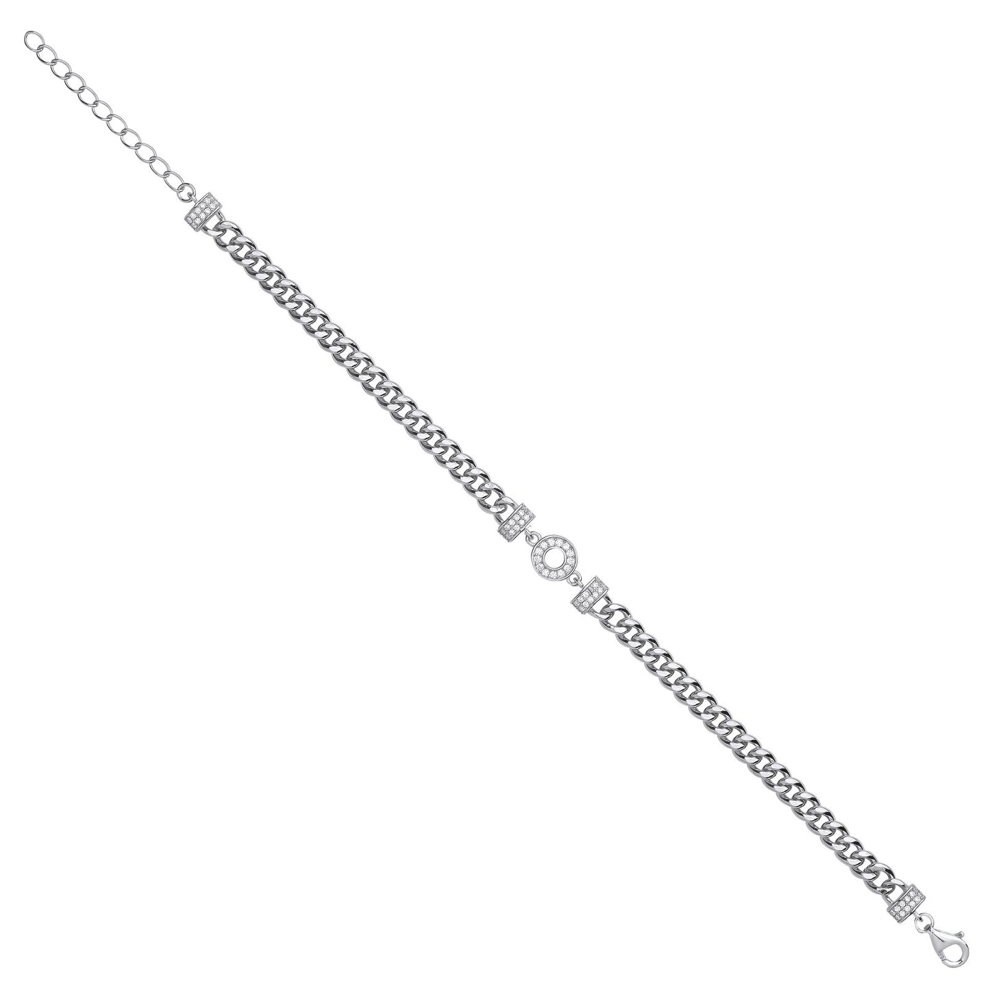 Silver Circle of Life Cubic Zirconia Ladies Curb Bracelet - Fine Bracelet - Certified Authent – Luxury Jewellery by Im
