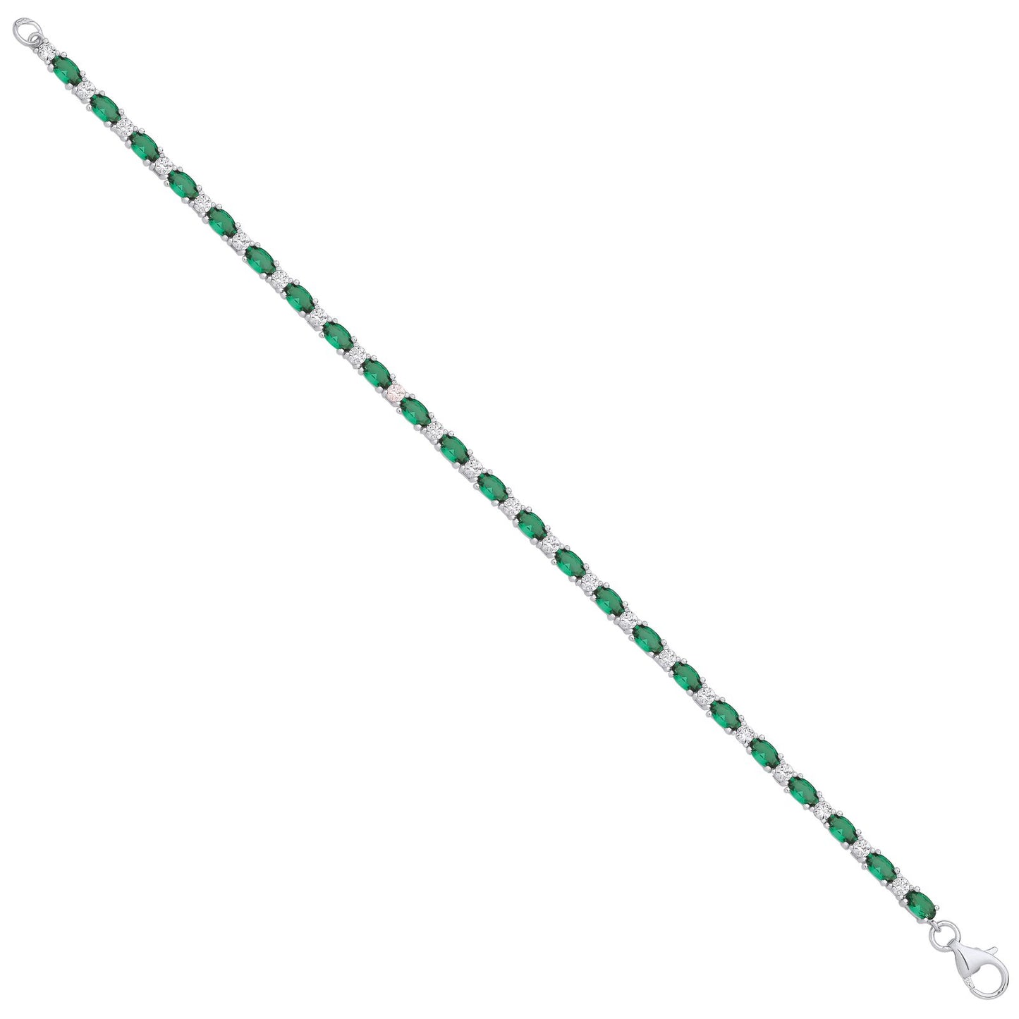 Silver Green & Clear Cubic Zirconia Silver Tennis Ladies Bracelet - Fine Bracelet - Certified – Luxury Jewellery by Im