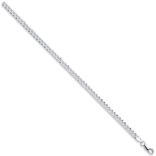 Silver 5mm Flat Pave Curb Chain - Fine Necklace - Certified Authentic - Swiss Made - UK Stock – Luxury Jewellery by Im