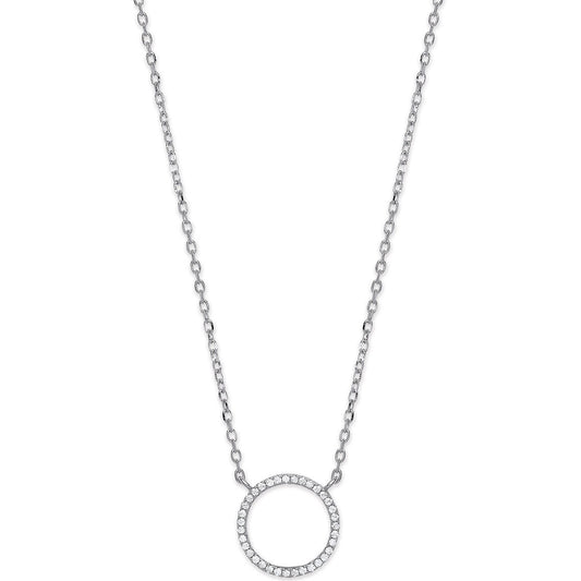 Silver Cubic Zirconia Circle of Life Pendant 16" Necklace with Extention - Fine Necklace – Luxury Jewellery by Imperia
