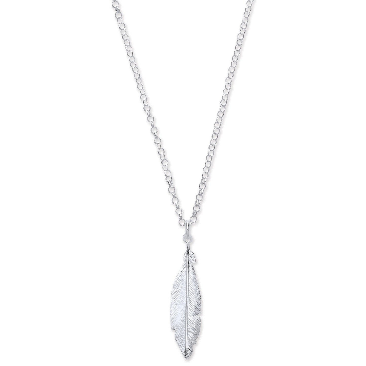 Silver Feather Necklace 16" - Fine Necklace - Certified Authentic - Swiss Made - UK Stock – Luxury Jewellery by Imperi