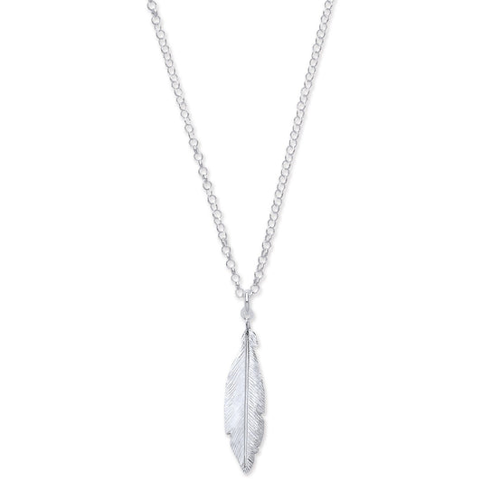 Silver Feather Necklace 16" - Fine Necklace - Certified Authentic - Swiss Made - UK Stock – Luxury Jewellery by Imperi