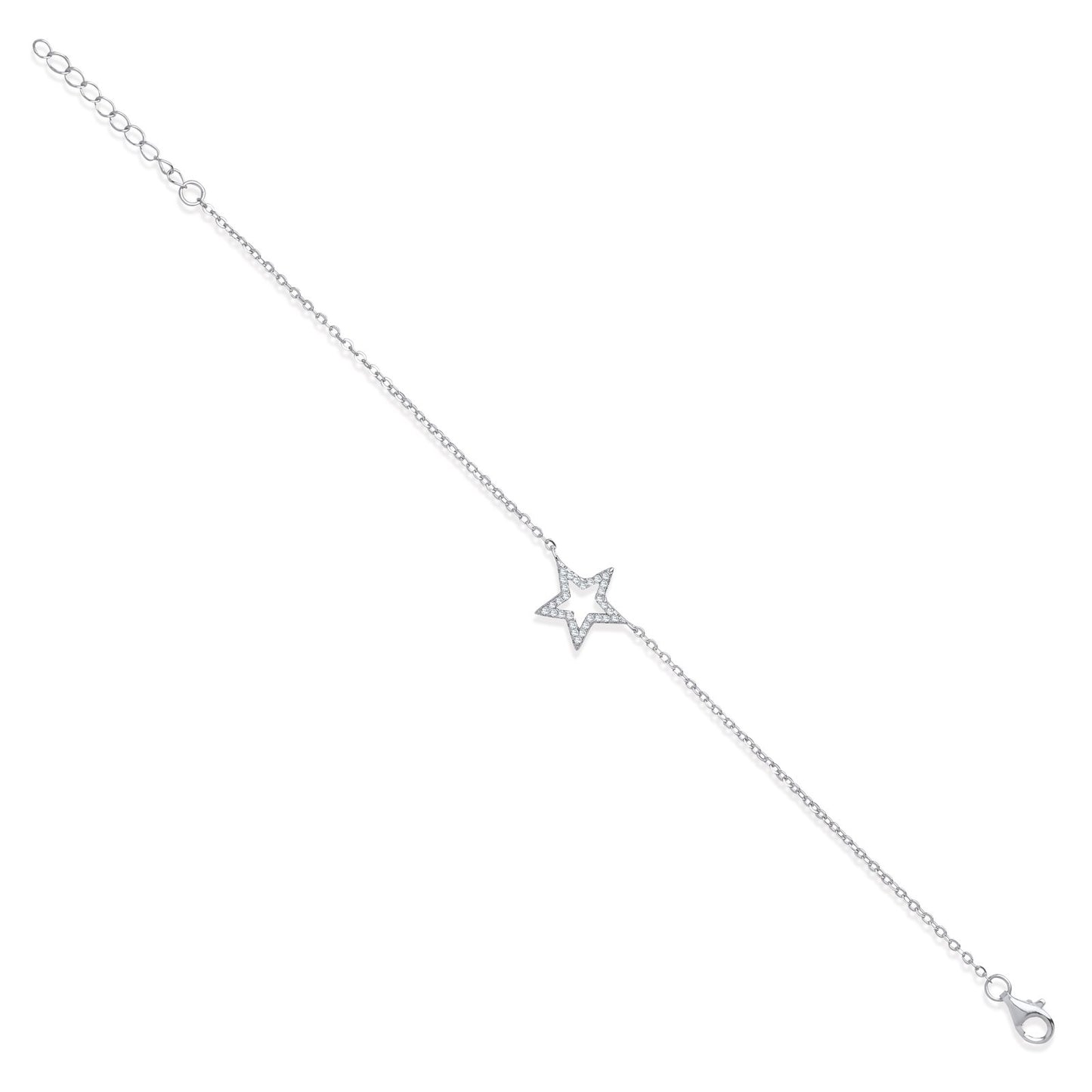 Silver Pave Cubic Zirconia Star Necklace + 1” Extender /Bracelet - Fine Bracelet - Certified – Luxury Jewellery by Imp