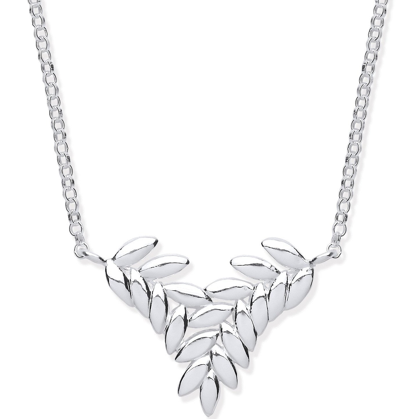 Silver Barley Leaf Necklace 16" - Fine Necklace - Certified Authentic - Swiss Made - UK Stock – Luxury Jewellery by Im