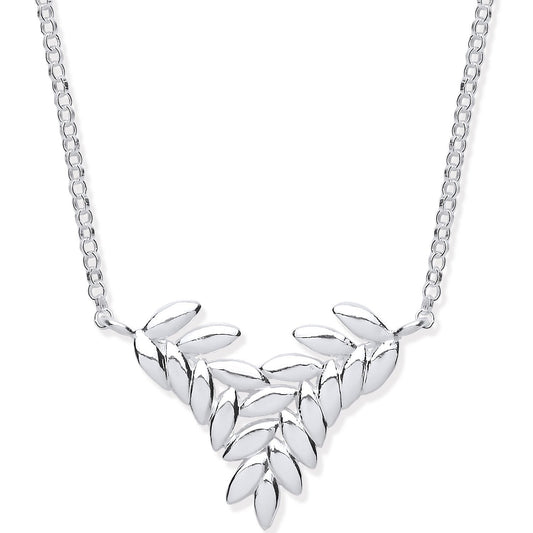 Silver Barley Leaf Necklace 16" - Fine Necklace - Certified Authentic - Swiss Made - UK Stock – Luxury Jewellery by Im
