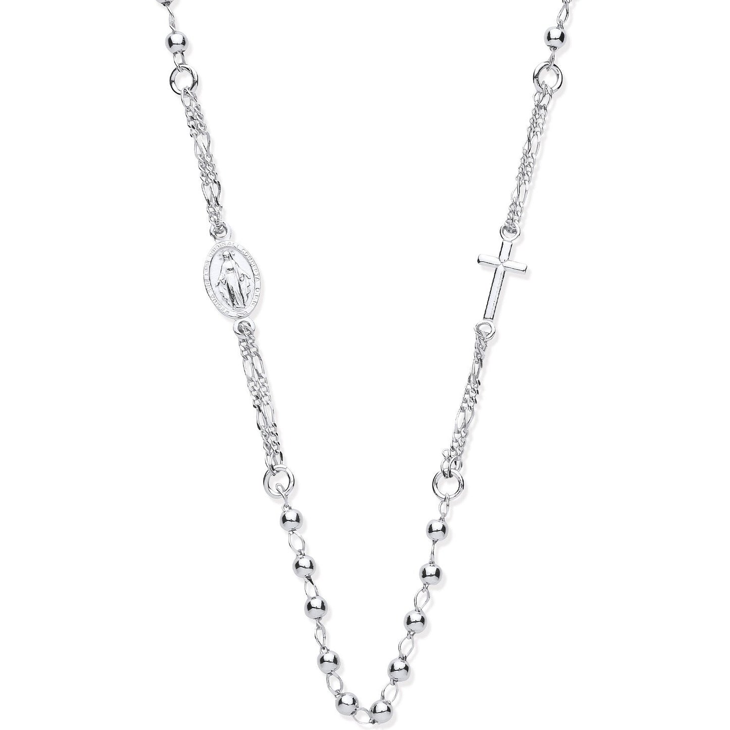 Silver Rosary Beads 18" Chain - Fine Necklace - Certified Authentic - Swiss Made - UK Stock – Luxury Jewellery by Impe