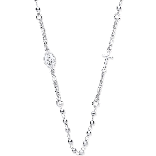 Silver Rosary Beads 18" Chain - Fine Necklace - Certified Authentic - Swiss Made - UK Stock – Luxury Jewellery by Impe