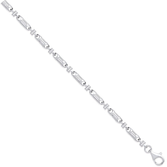 Silver 5.3mm Fancy Links Cubic Zirconia Chain/Bracelet - Fine Bracelet - Certified Authentic – Luxury Jewellery by Imp