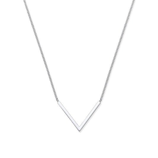 Silver V-Shape 17" Necklace - Fine Necklace - Certified Authentic - Swiss Made - UK Stock – Luxury Jewellery by Imperi