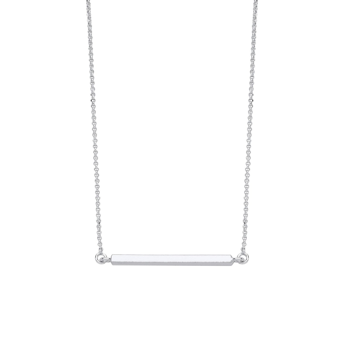 Silver Square Tube Bar Necklace - Fine Necklace - Certified Authentic - Swiss Made - UK Stock – Luxury Jewellery by Im