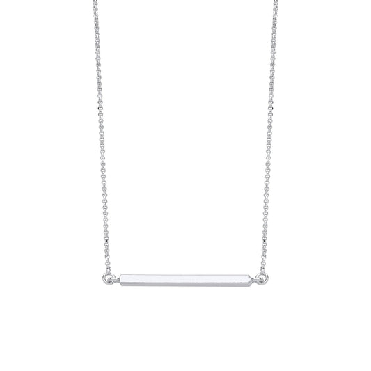 Silver Square Tube Bar Necklace - Fine Necklace - Certified Authentic - Swiss Made - UK Stock – Luxury Jewellery by Im