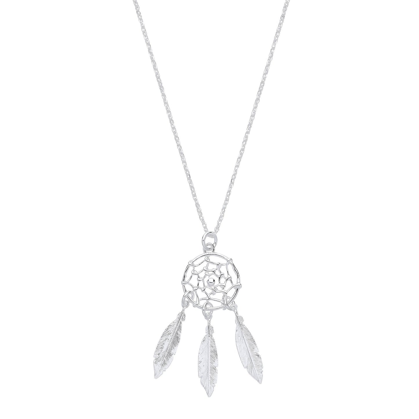 Silver Dream Catcher, Feather Spider Web 16" Chain - Fine Necklace - Certified Authentic – Luxury Jewellery by Imperia