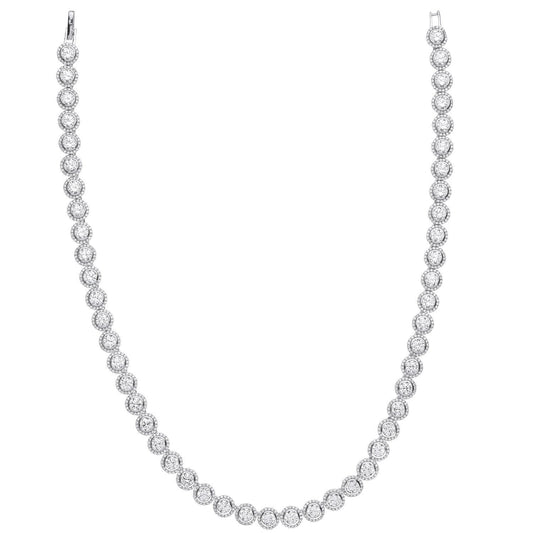 Silver Rubover Round Cubic Zirconia Halo Style Tennis Collarette - Luxury Watch - Certified A – Luxury Watch by Imperi