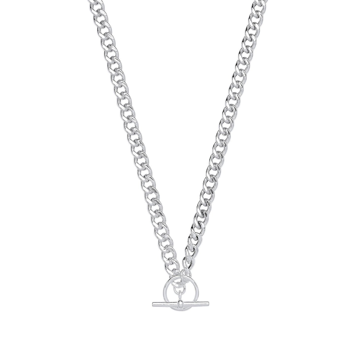 Silver T-Bar Curb Chain Necklace/Bracelet - Fine Bracelet - Certified Authentic - Swiss Made – Luxury Jewellery by Imp